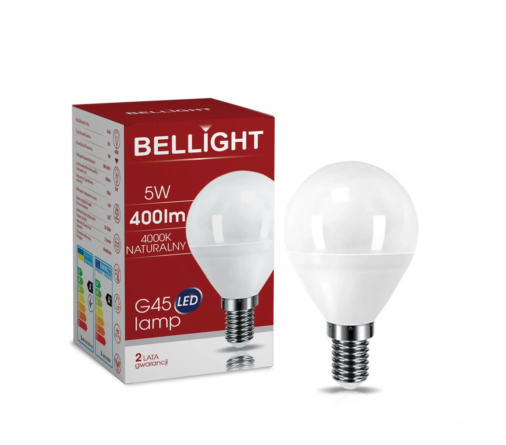 Лампа світлодіодна Bellight LED G45/220V/5W/E14 4000K